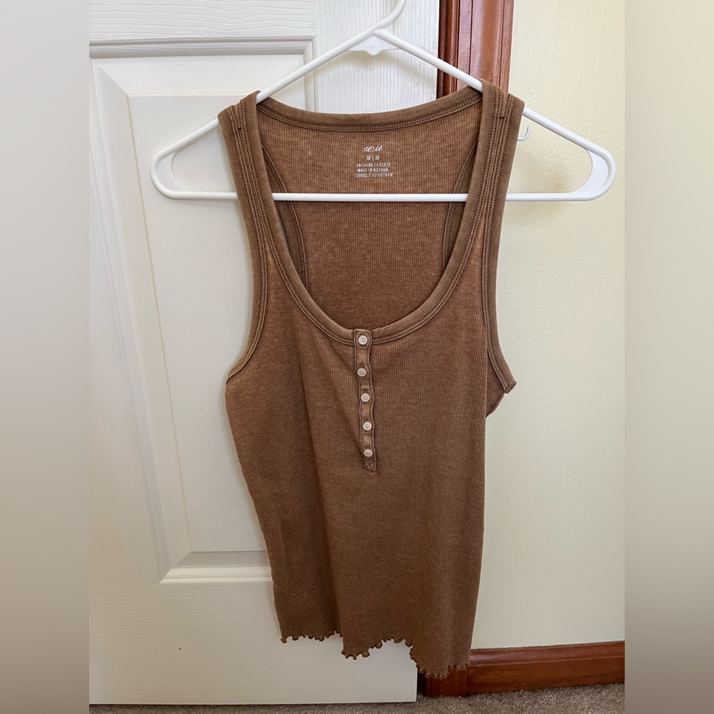 Aerie Tan Tank Top with buttons